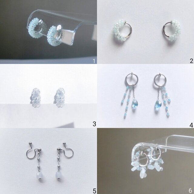 ブルーレースアゲート / キューブドロップ·イヤリング(ピアス) | iichi