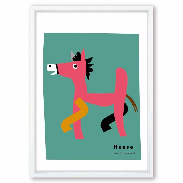 アルファベットH  馬　送料無料 　イラスト　A4〜A0　ポスター　アートポスター　アート/sei検索新着順　1919