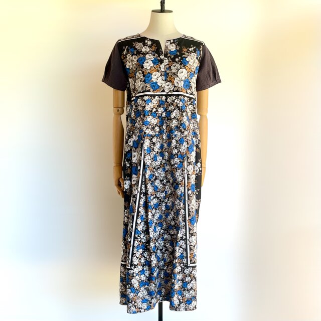 タックスカート　ワンピース【送料込み】古布リメイク　ブラック