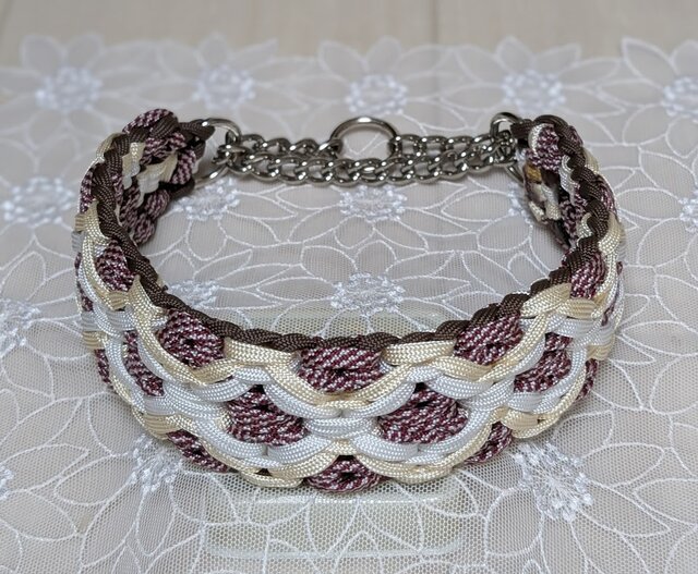 パラコード ハーフチョークチェーンタイプ 大型犬用（首回り34cm、頭