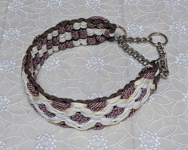 パラコード ハーフチョークチェーンタイプ 大型犬用（首回り34cm、頭