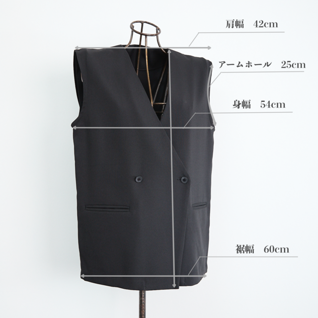 洗える】エアリーな着こなし バックスリット デザイン ジレ グレー