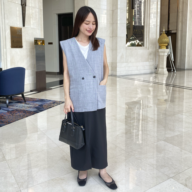 【新品未使用】Hyeon ヘヨン blossom gilet ジレ グレーセット hyeon blossom gilet black セットアップ S