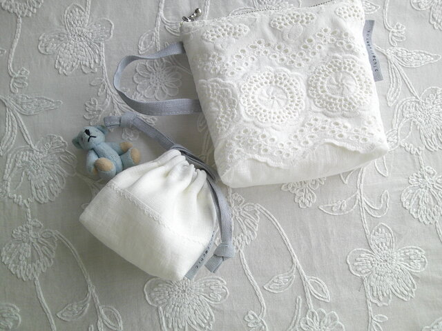 cutwork刺繍×linen 小さめPouchSet | iichi 日々の暮らしを