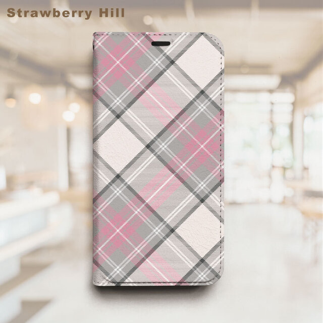 タータンチェック   ベルトなし 帯なし ベルトレス 手帳型 iPhone スマホ ケース カバー