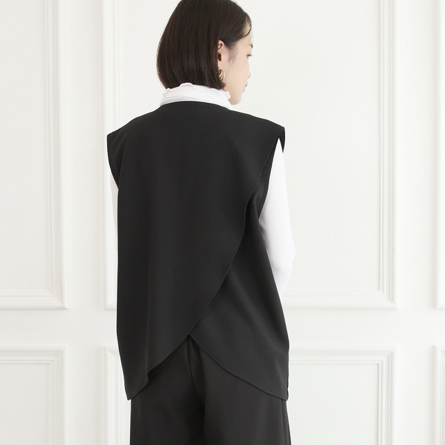 新品☆スナイデル☆ジレ☆ブラック☆フリーサイズ 洗える】エアリーな着こなし バックスリット デザイン ジレ ブラック
