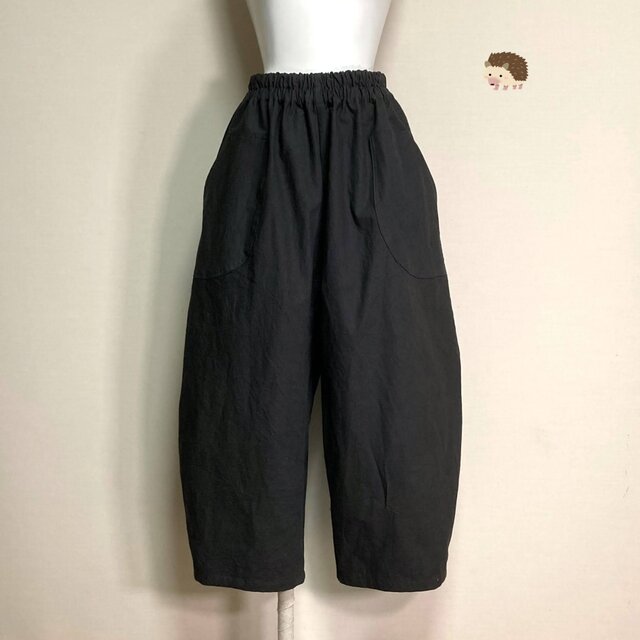 コクーンパンツ【ヴィンテージハーフ】チャコール（ハーフリネン）◆フリーサイズ