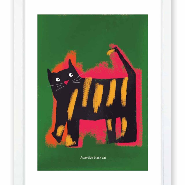 主張する猫　ネコ　送料無料 　イラスト　A4〜A0　ポスター　アートポスター　アート/sei検索新着順　3705