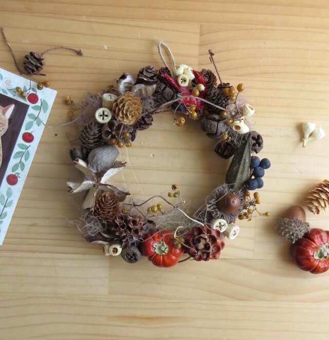 小さな秋のリース