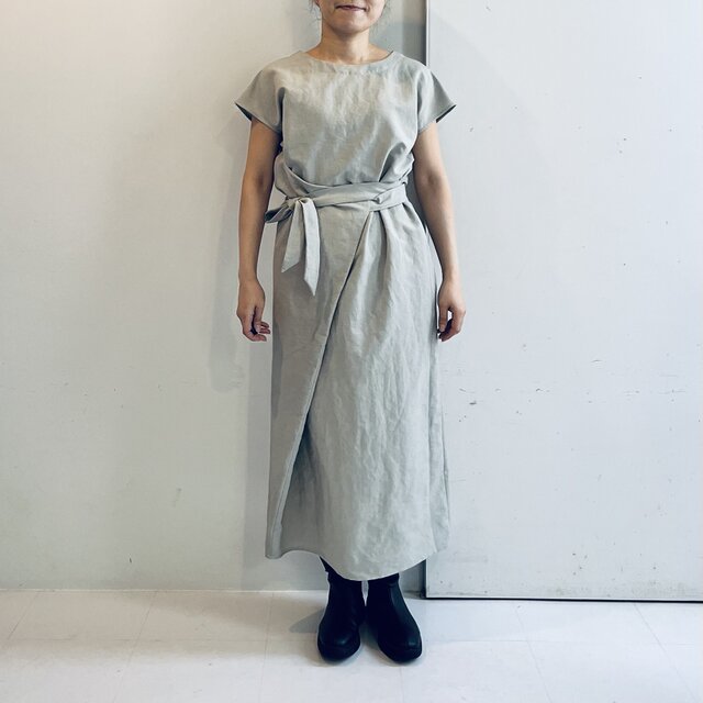 アシンメトリーラップワンピース(薄グレー)