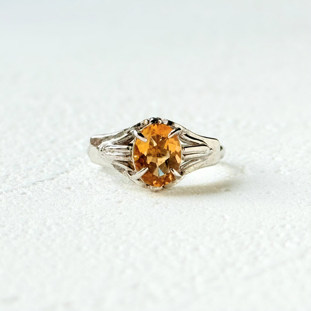 ラス1 8×5mm トパーズ/黄玉  シルバー 天然石リング - Lustre