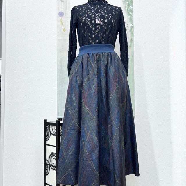 大島のリブフレアースカート　初月夜