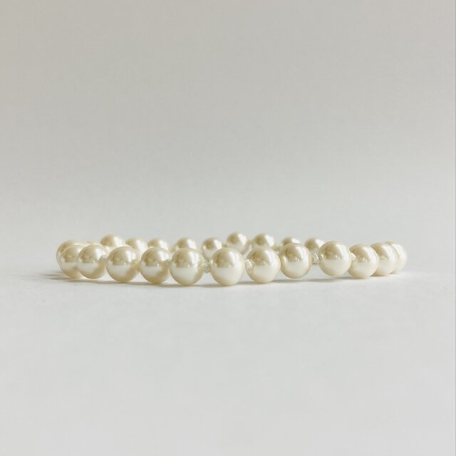 ガラスパールオールノットブレスレット/6mm約18cm+5cm/クリーム/R/made in japan