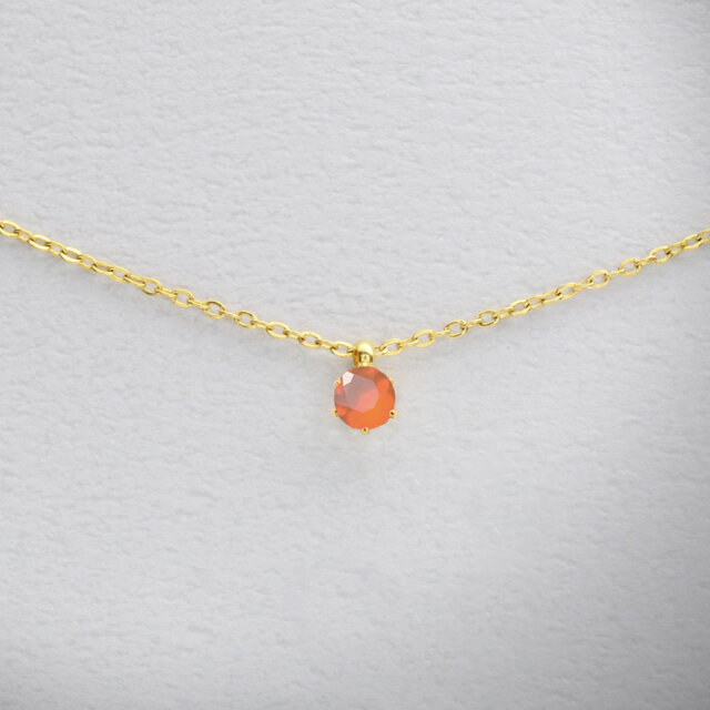 つけっぱなしOK！カーネリアン 一粒ネックレス AAA 金属アレルギー サージカルステンレス スキンネックレス 秋