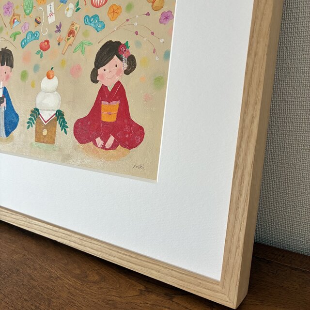 1月の絵｜原画「お正月」 ※額縁入り | iichi 日々の暮らしを心地よく