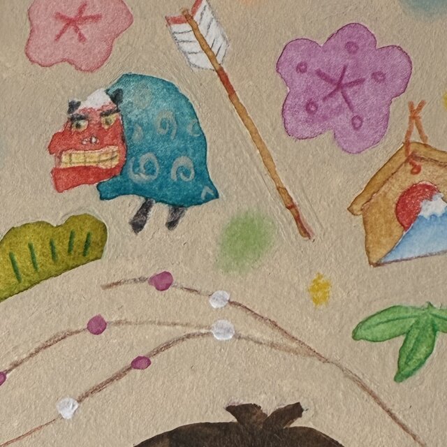 1月の絵｜原画「お正月」 ※額縁入り | iichi 日々の暮らしを心地よく