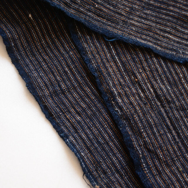 古布 藍染縞模様 木綿端切れ 約33.5×67cm 大正〜昭和初期