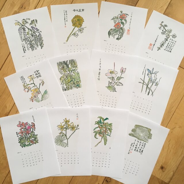 カレンダー2026  康寧堂の花ごよみ　印刷