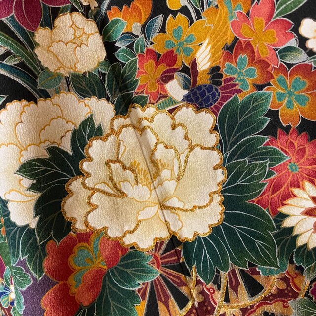 和洋折衷 黒留袖 着物 リメイク ロング ワンピース ドレス 洗える 化繊