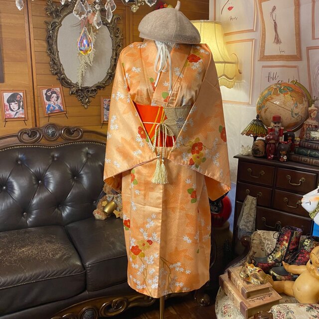 着物リメイク ワンピース｜洗える化繊素材＆名古屋帯サッシュベルト
