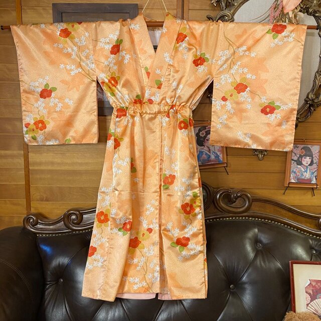着物リメイク ワンピース｜洗える化繊素材＆名古屋帯サッシュベルト