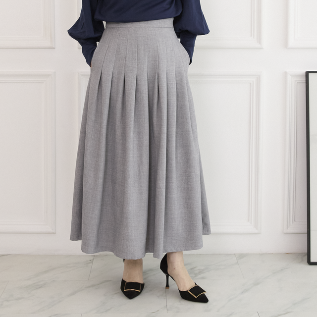 洗濯可】サラサラ素材でシワになりにくい タックフレアスカート 2
