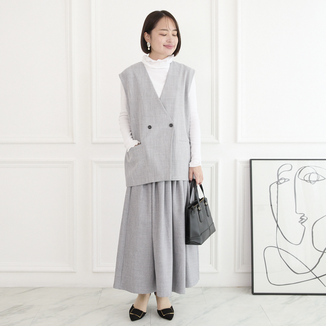 洗濯可】サラサラ素材でシワになりにくい タックフレアスカート 2