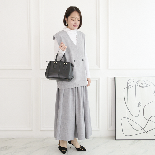 洗濯可】サラサラ素材でシワになりにくい タックフレアスカート 2