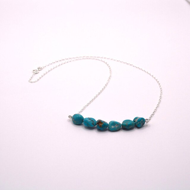 ナゲットカットターコイズ（トルコ石）のSV925チェーンネックレス◆送料無料♪