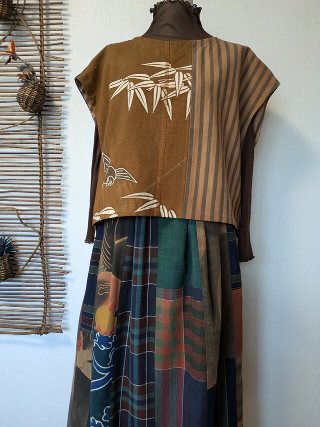 着物リメイク古布リメイク絣と風呂敷のコクーンパンツ 着物リメイク古布リメイク絣と風呂敷のコクーンパンツ