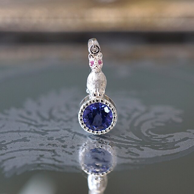 SV　猫とタンザナイトペンダント＜ヘッドのみ＞