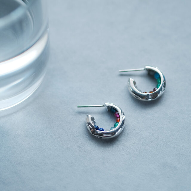 アソート 天然石 フープ ピアス シルバー925