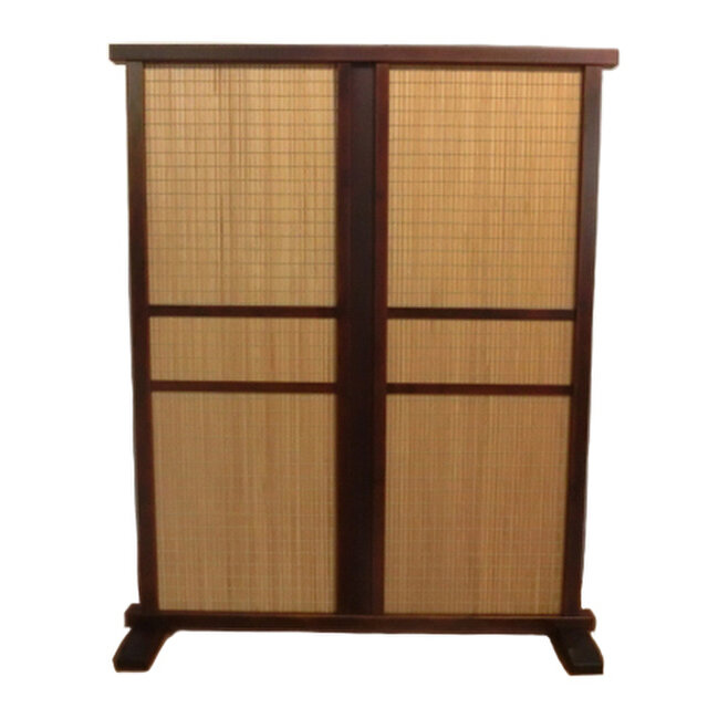 簾調衝立#間仕切り#衝立　ライトブラウン木簾使用　シンプル１枚式衝立 インテリア家具 木簾衝立 ライトブラウン木簾入り | iichi 日々