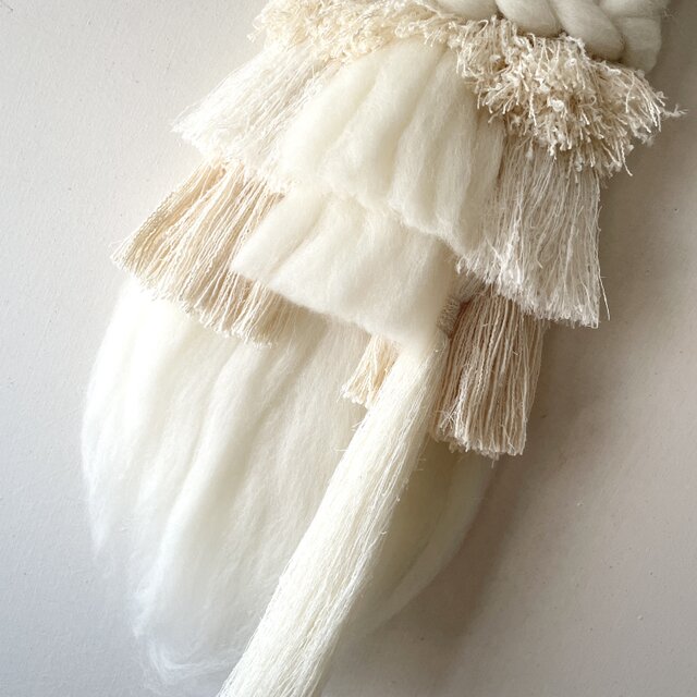 一点もの】流木 ウィービング タペストリー 『みるく色のた