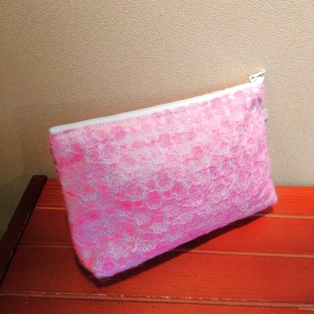 レースニット　長方形型ポーチ（特大）