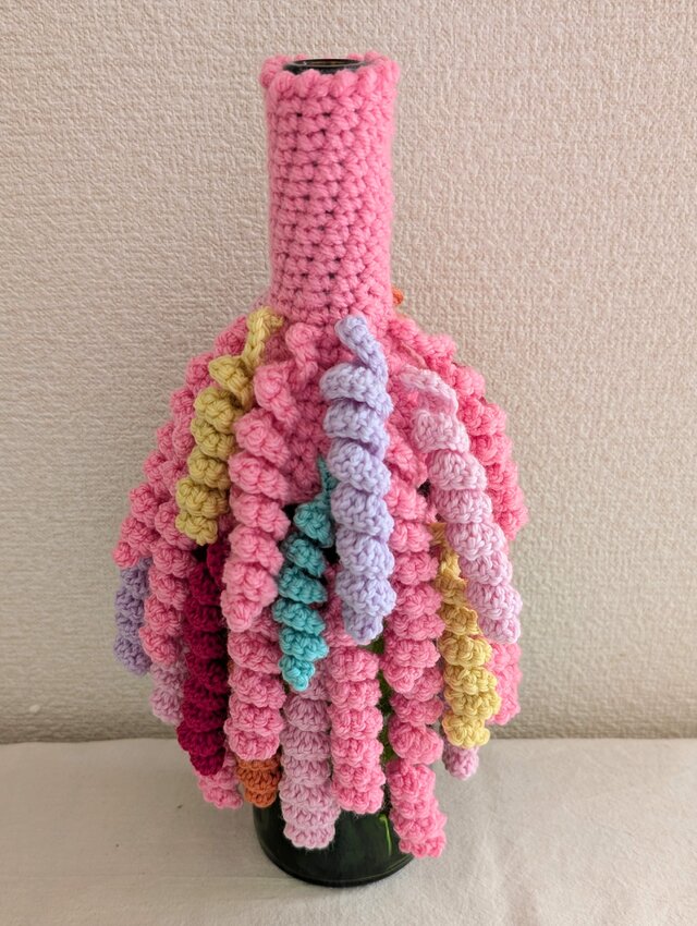 212.カラフル毛糸のボトルオブジェ〈Spiral〉のコピー