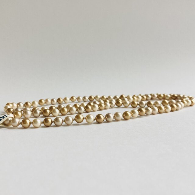 ガラスパールmixオールノットオペラネックレス/エンドレス/6mm約80cm/ベージュmix/日本製