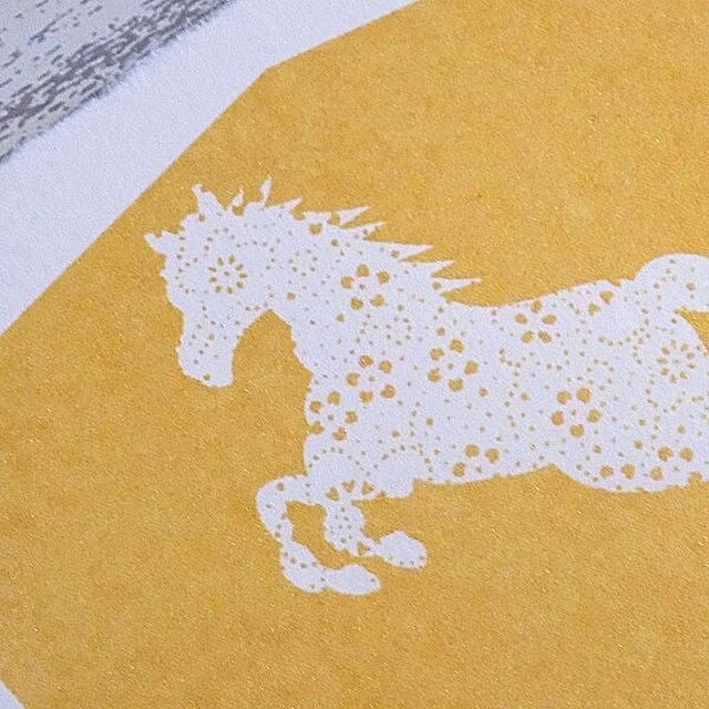 和紙製 金泥加工 ポストカード 干支「午」 2026年 お正月 縁起物