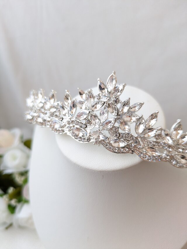 華やかリーフ ウェディングアクセサリー3点セット（ネックレス・ピアス