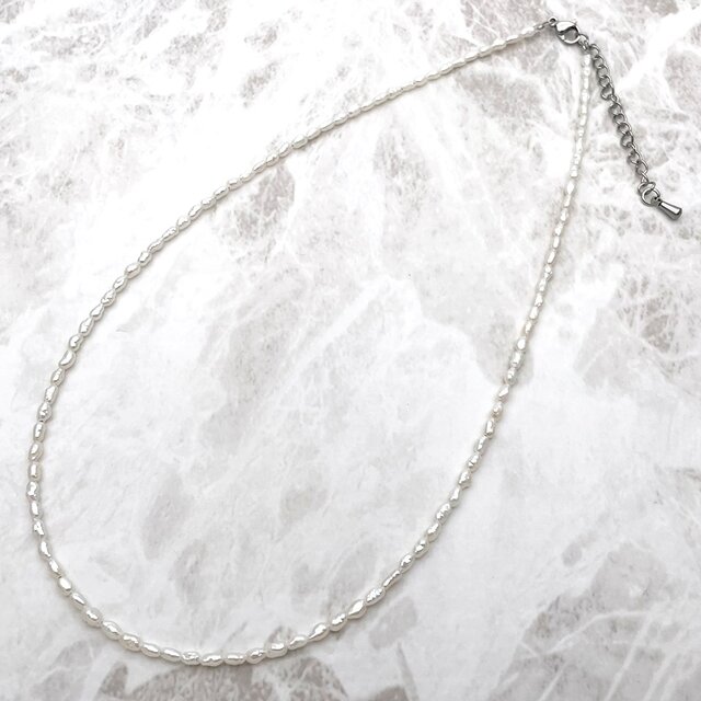 本真珠ケシパールネックレス 2mm バロック淡水パール 35cm 38cm 40cm