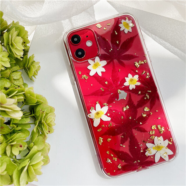 紅葉ケース iPhone16e・17Pro・Xperia10VI・GalaxyS25ケース 押し花