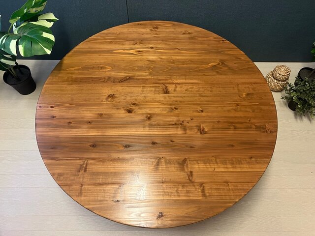 送料無料】 ローテーブル 丸形 90cm 杉 オーク調 折りたたみ脚 | iichi