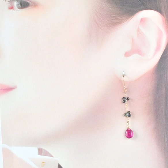 花灯の雫」モザンビーク産ルビー×オーシャンティールグリーン