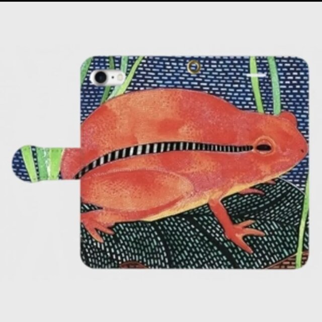 「赤い元気印｜アカトマトガエル・アケルの帯ありiPhoneケース」