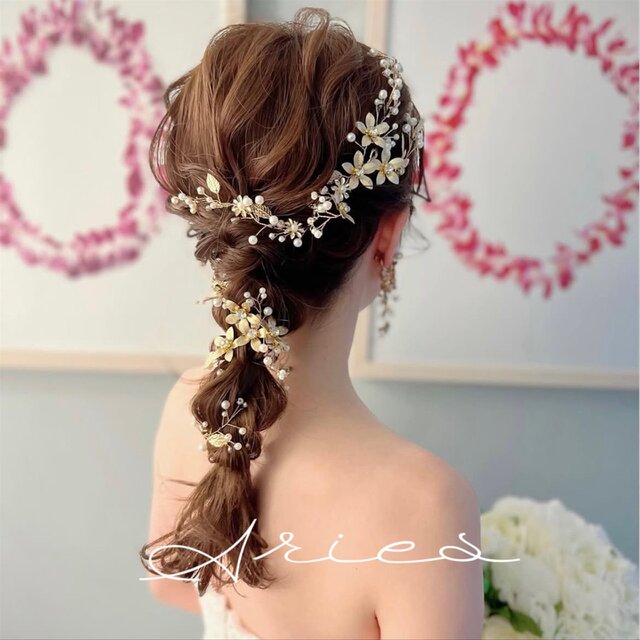 バックカチューシャ　結婚式　お呼ばれ　髪飾り　パール　成人式　髪飾り　ゴールド　ウエディング　髪飾り　ウエディング　アクセサリー