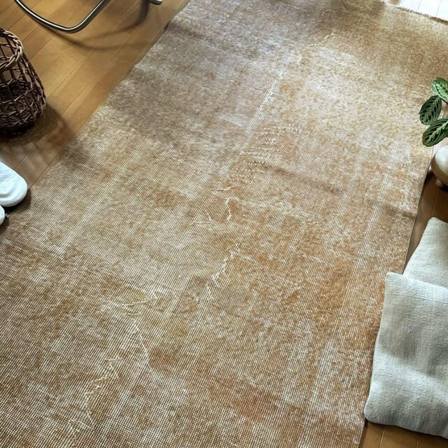 101×203 ペールオレンジ ワンカラーラグ トルコヴィンテージラグ