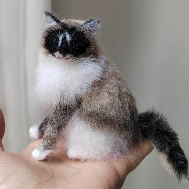 [オーダーメイド] 羊毛フェルト 猫 ネコ、ペット ぬいぐるみ、うちの子 人形 似顔絵、愛猫 誕生日 プレゼント、猫好き 贈り物