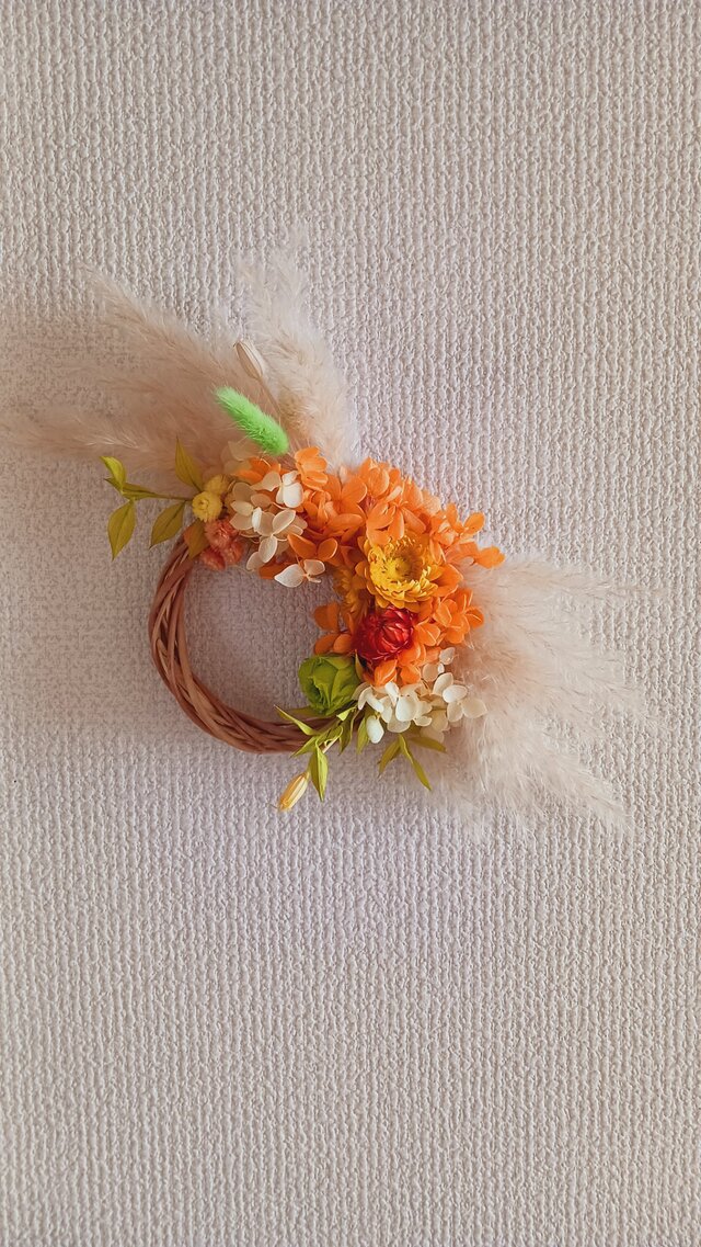 (送料無料)ブリザードフラワーリース　パンパスグラスと、