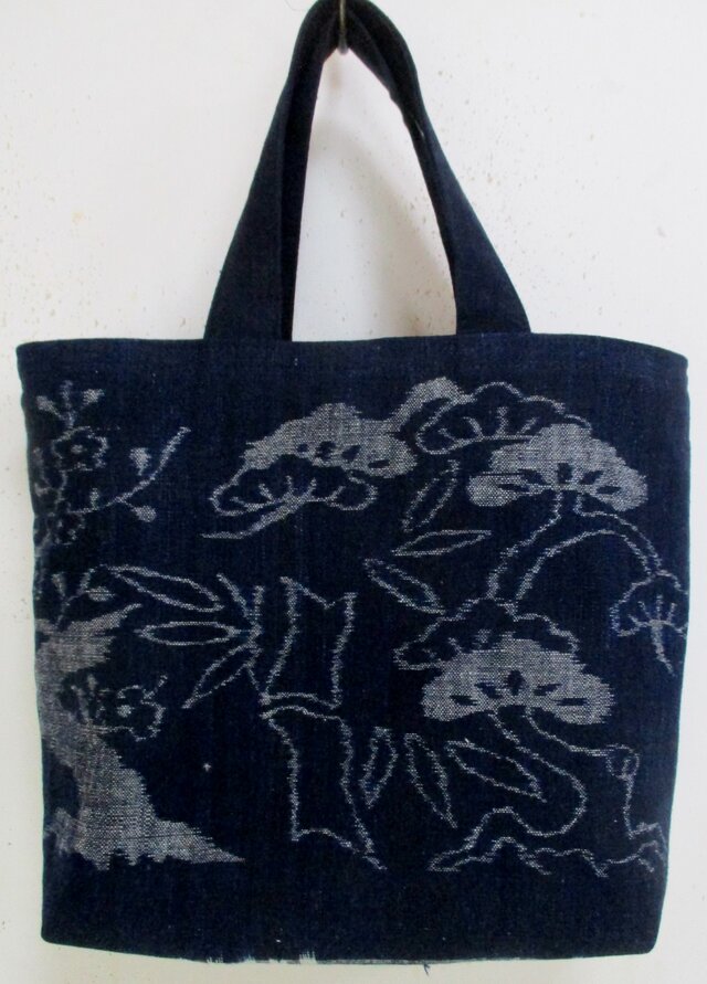 ８３６５　絵絣で作った手提げ袋　＃送料無料