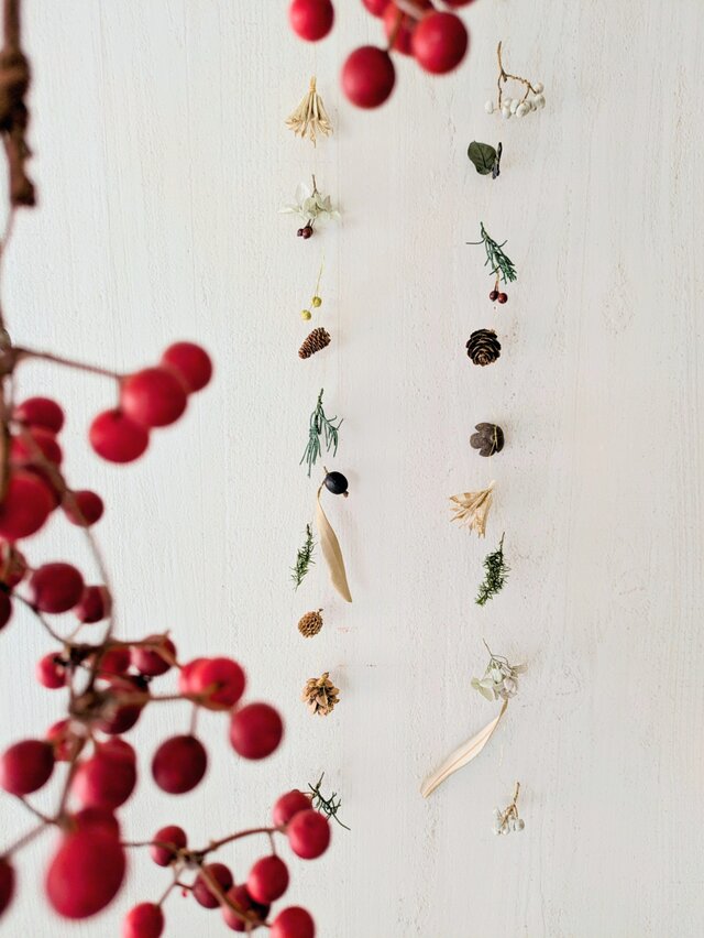 木の実のモビール・ガーランド　２本セット　秋冬